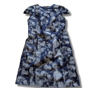 Michael Kors Blue Gray Abstract Print Fit & Flare Dress Size 4